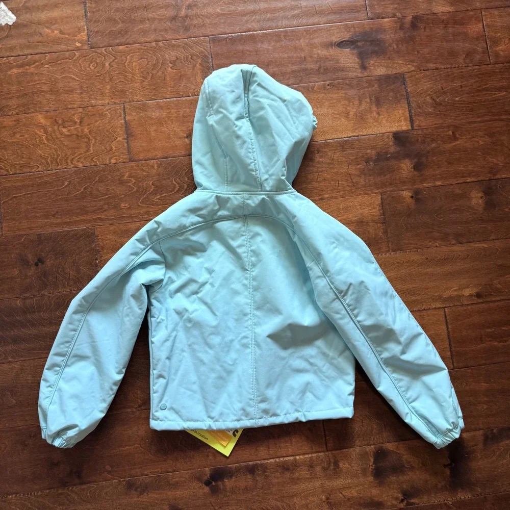 All in Motion Girls Light Blue Sherpa Small Softshell Jacket Hooded Water Resist